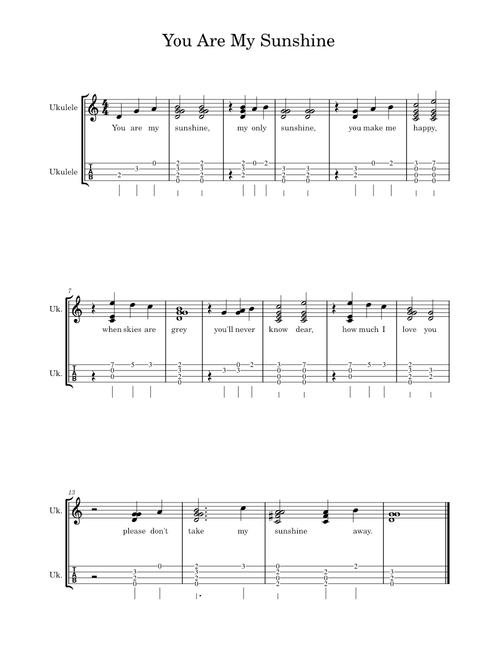 You Are My Sunshine - Ukulele Fingerstyle