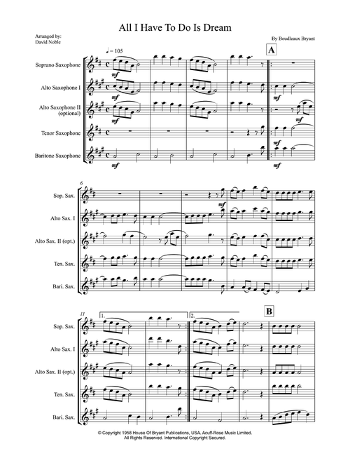 All I Have To Do Is Dream (Arr. David Noble) - Bobbie Gentry & Glen Campbell (Woodwind Ensemble)