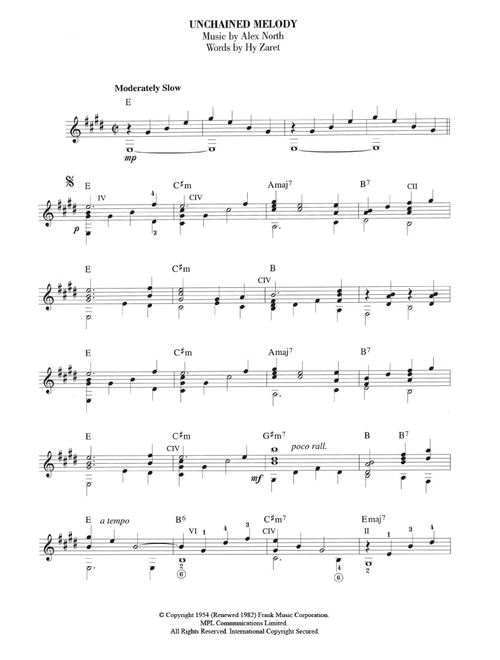 Unchained Melody - The Righteous Brothers, Zaret/North (Easy Guitar)