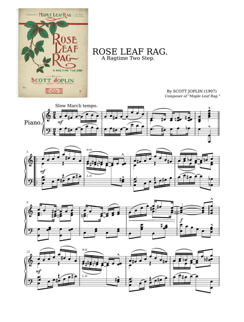 Rose Leaf Rag by Scott Joplin (1907)