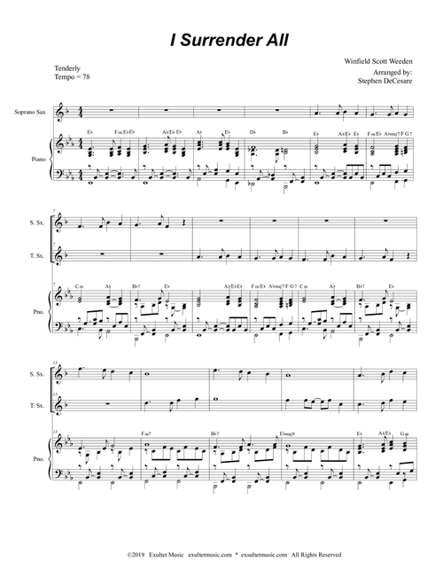 I Surrender All (Duet for Soprano and Tenor Saxophone) (Arr. Stephen DeCesare) - Winfield Scott Weeden (Instrumental Duet and Piano)