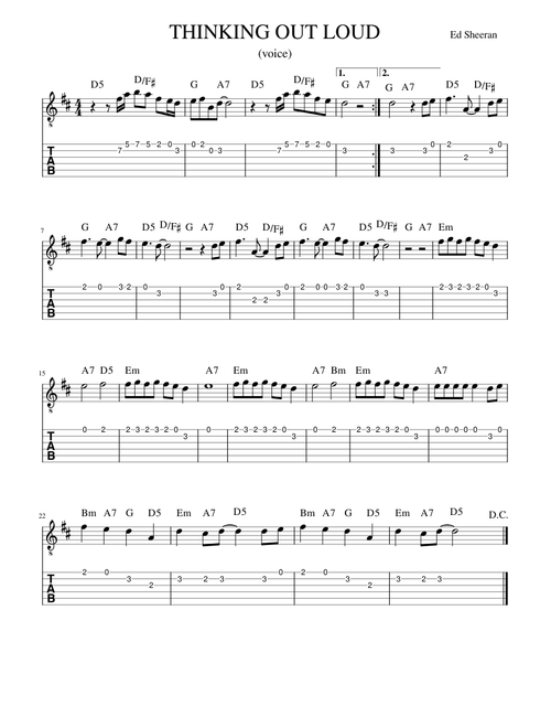 THINKING OUT LOUD voice tab