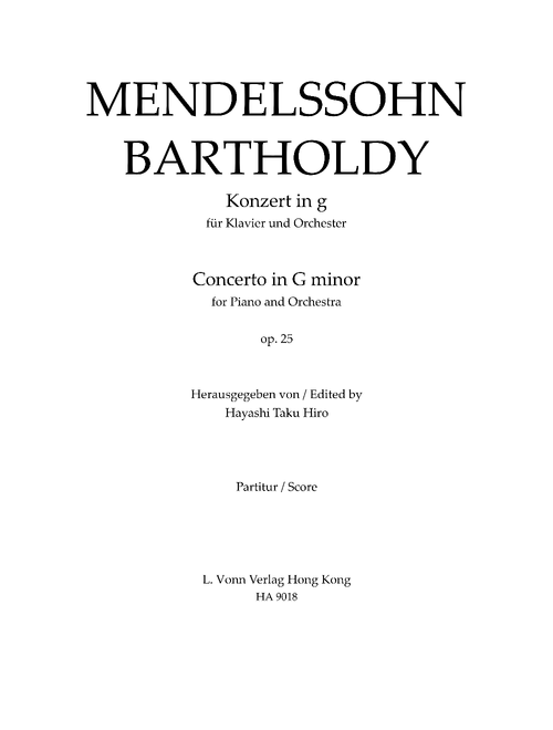Piano Concerto No. 1, Op. 25 – Full Score - Felix Mendelssohn