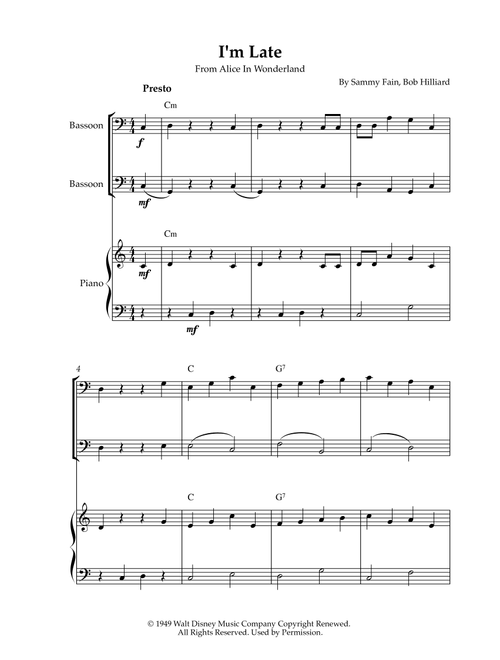 I'm Late (Arr. Karen Gueiros) - Bob Hilliard, Sammy Fain (Instrumental Duet and Piano)