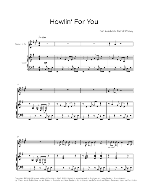 Howlin' For You (Arr. Bisdre Santos) - The Black Keys (Clarinet and Piano)