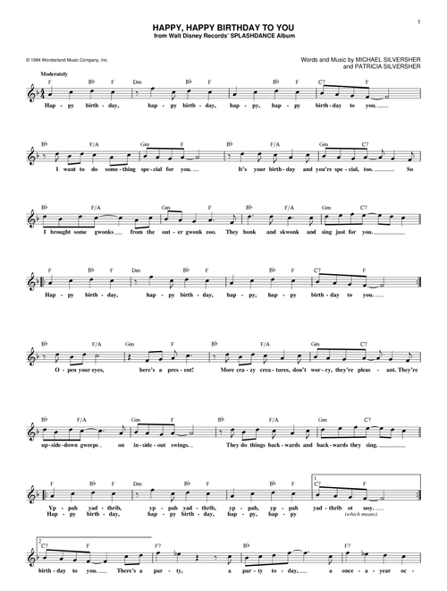 Happy, Happy Birthday To You - Patricia Silversher (Lead Sheet - Fake Book)