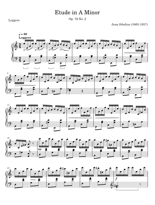 Etude in a minor op76 no2 - Jean Sibelius