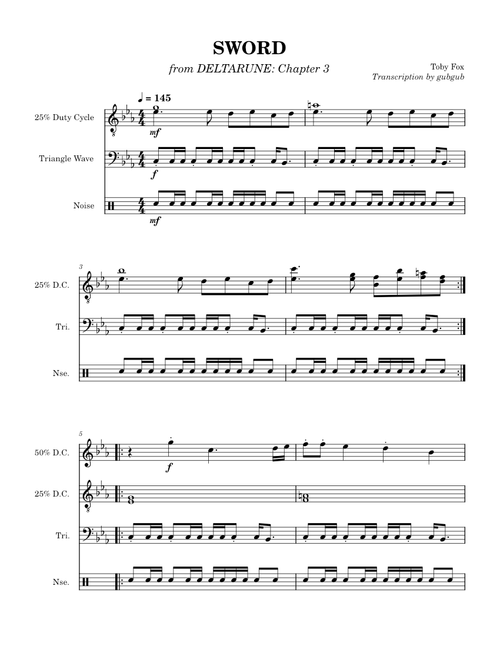 SWORD – Toby Fox (DELTARUNE: Chapter 3 OST Transcription)
