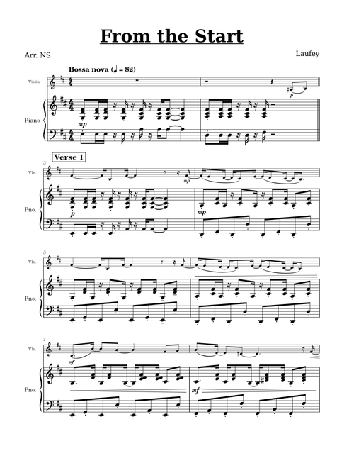From the Start - Laufey (for violin and piano)