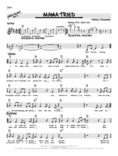Mama Tried - Merle Haggard (Real Book - Melody-Chords-Lyrics)