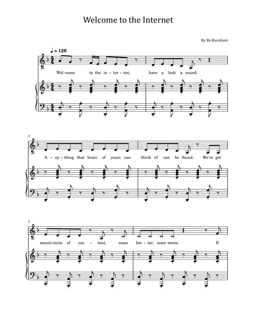Welcome To The Internet (Arr. poon) - Bo Burnham (Piano Vocal)