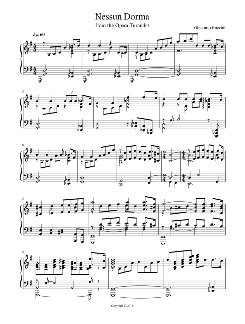 Puccini; Turandot sheet music by scheelarq | Play, print