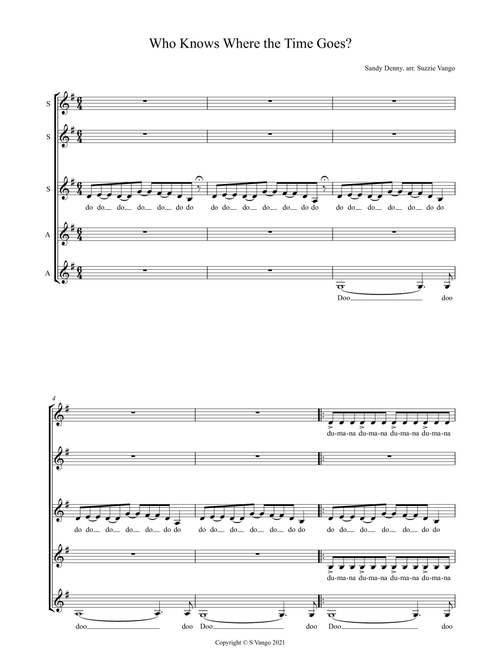 Who Knows Where The Time Goes (Arr. Suzzie Vango) - Eva Cassidy (Choral, SSAA)