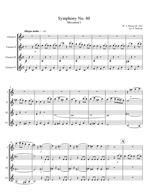 Symphony No. 40 - I.  Molto Allegro (Arr. Sean Sullivan) - Wolfgang Amadeus Mozart (Woodwind Ensemble)