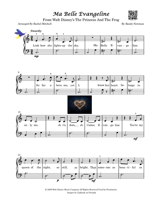 Ma Belle Evangeline (Arr. Rachel Mitchell) - Randy Newman (Easy Piano)