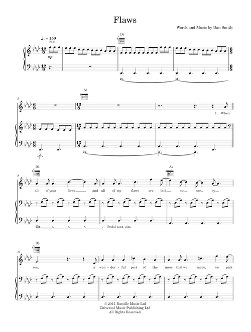 Flaws - Bastille (Piano-Voice-Guitar)