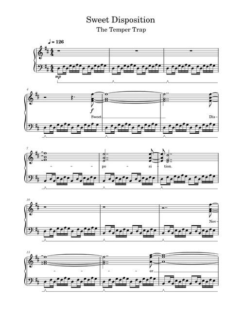 Sweet Disposition – The Temper Trap (Piano Arrangement)