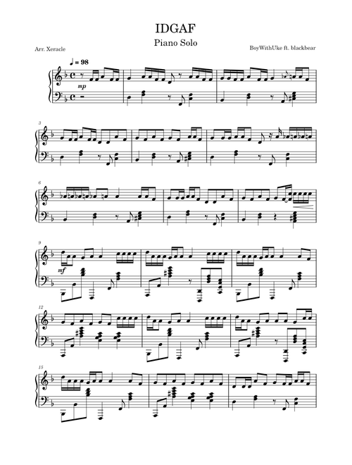 IDGAF – BoyWithUke ft. blackbear | Full Piano Version