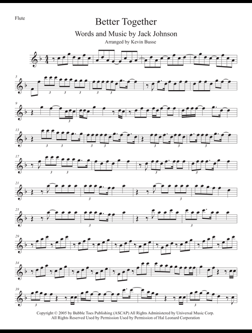 Better Together (Arr. Kevin Busse) - Jack Johnson (Flute Solo)