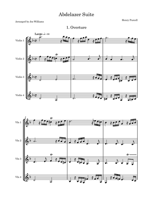 Abdelazer Suite (Arr. Joe Williams) - Henry Purcell (String Quartet)