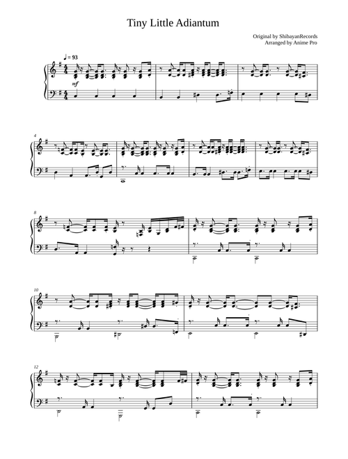 Tiny Little Adiantum – Shibayan Records (Piano cover)