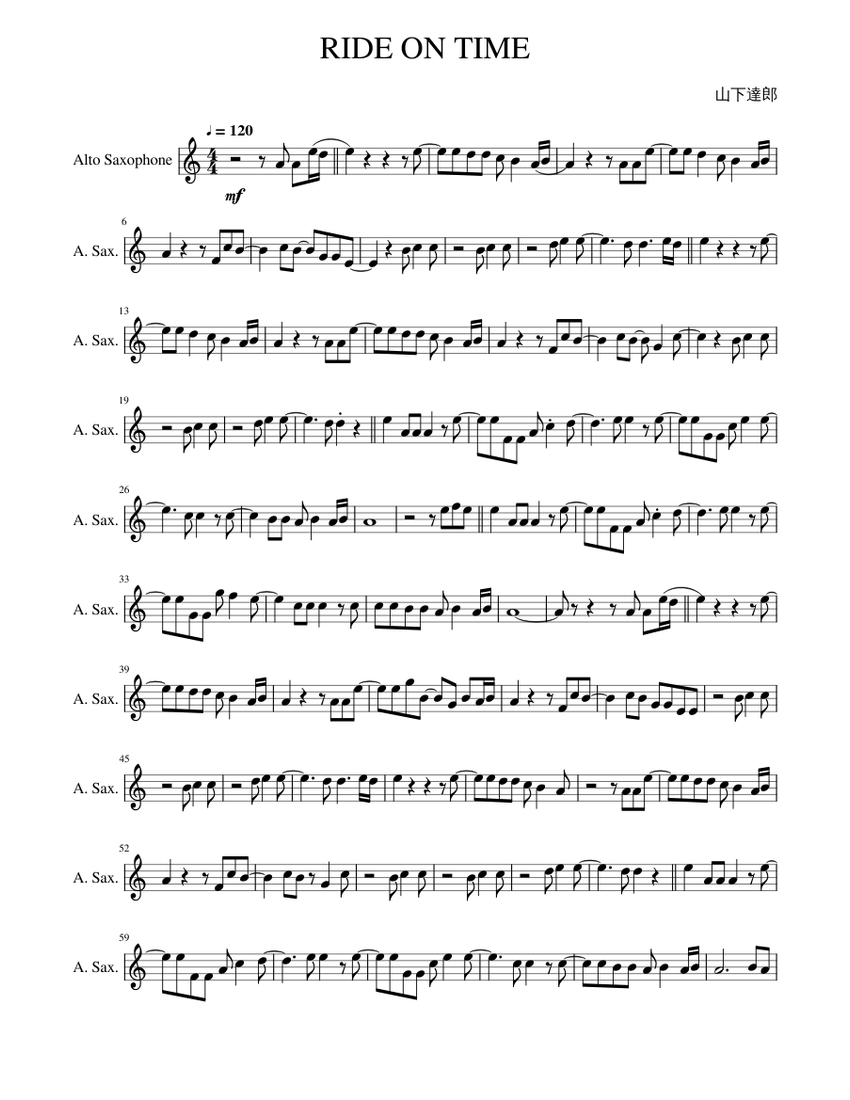 RIDE ON TIME Sheet music for Saxophone alto (Solo RIDE ON TIME Sheet music for Saxophone alto (Solo