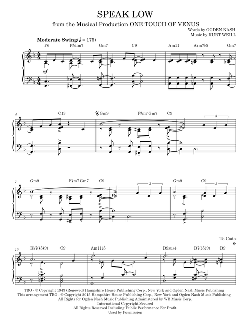 Speak low - Kurt Weill (Piano Solo)