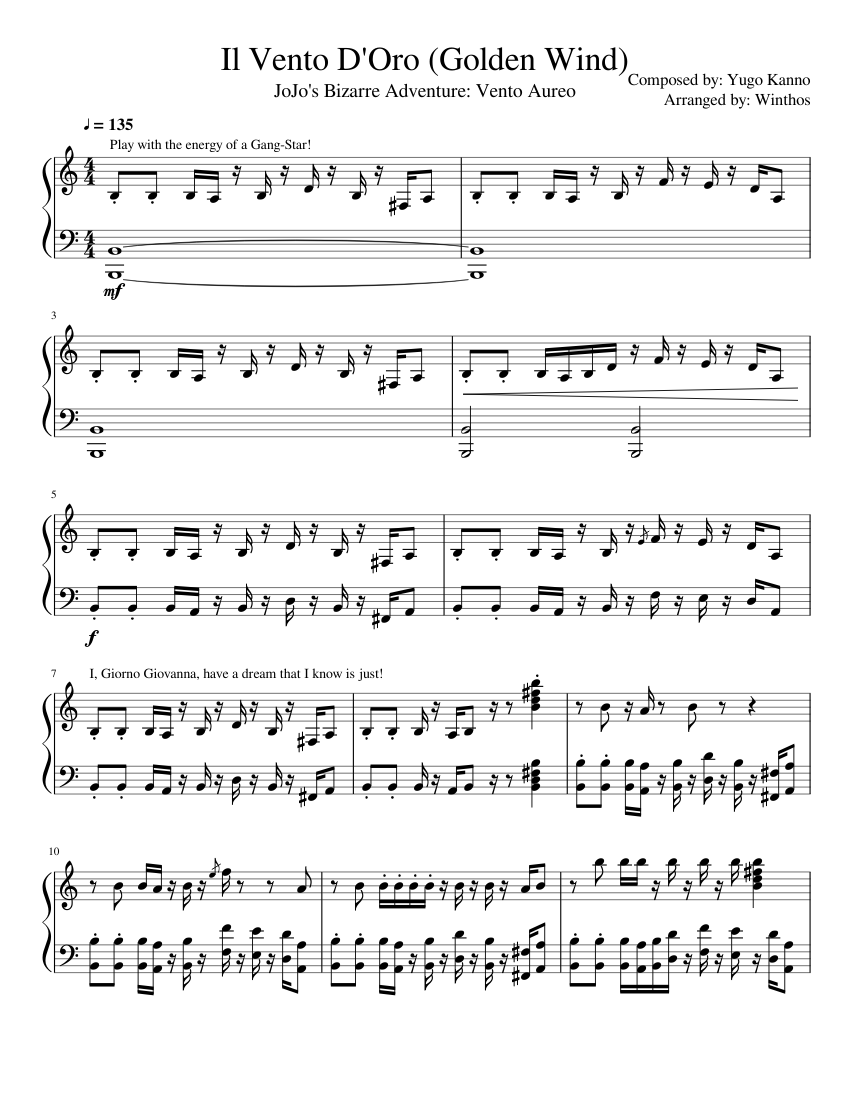Golden hour piano sheet. Jojo Golden Wind Ноты для фортепиано. Il Vento d'Oro Ноты. Jojo Golden Wind Ноты на пианино. Il Vento d'Oro Ноты для пианино.