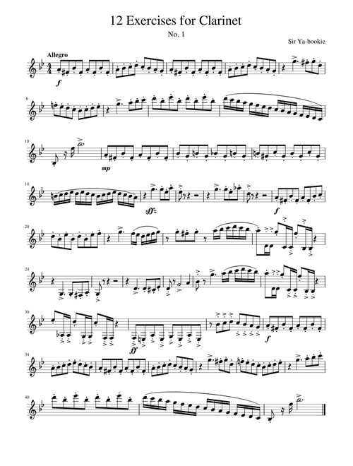 12 Exercises for Clarinet No. 1