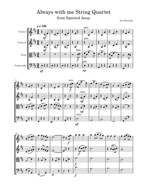 いつも何度でも always with me – Joe Hisaishi いつも何度でも Always with me – Joe Hisaishi String Quartet