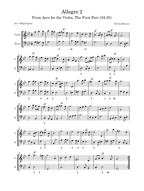 Ayrs for the Violin: The first Part: Allegro 2 – Nicola Matteis