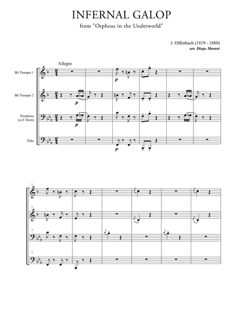Infernal Galop (Can Can) for Brass Quartet (Arr. Diego Marani) - J. Offenbach (Brass Ensemble)