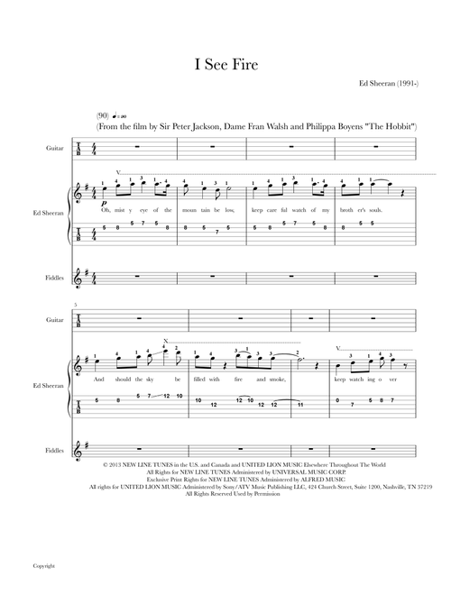 I See Fire (Arr. Michelle Mooney) - Ed Sheeran (Lead Sheet - Fake Book)