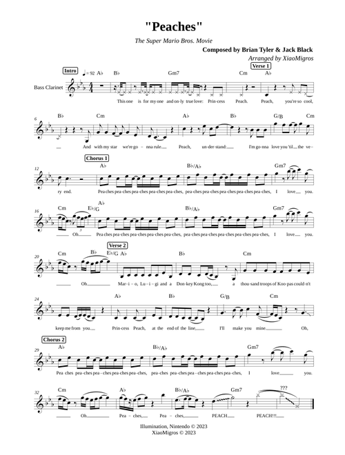 Peaches - The Super Mario Bros. Movie | Bb Bass Clarinet Solo