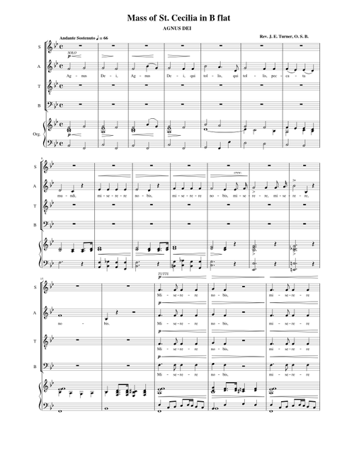 04-Mass of St. Cecilia by J. E. Turner in B flat, AGNUS DEI