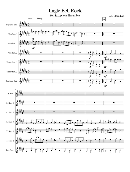 Jingle Bell Rock for Saxophone Ensemble