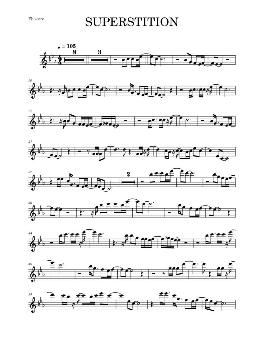 Superstition – Stevie Wonder Sheet Music with Chords for Saxophone