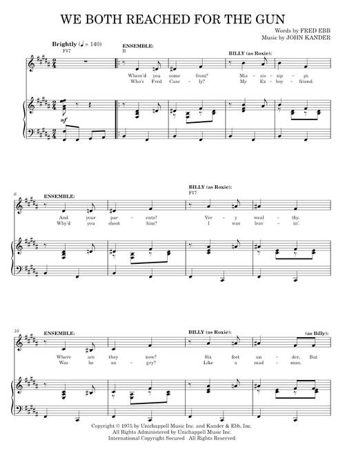 We Both Reached For The Gun - Chicago Musical, Kander & Ebb (Piano Vocal)