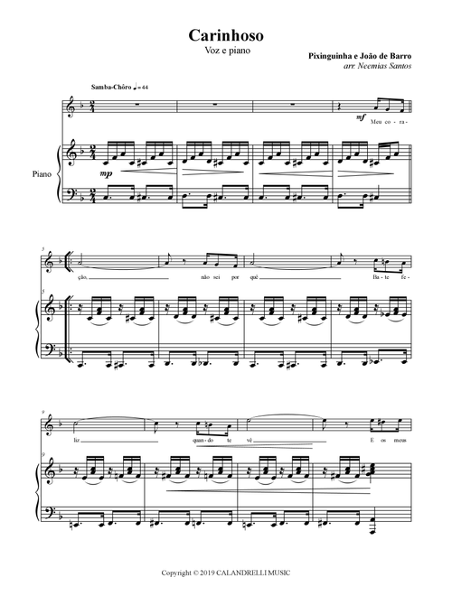 Carinhoso (Arr. Neemias Santos) - Yo-Yo Ma (Piano-Vocal-Guitar (Piano Accompaniment))