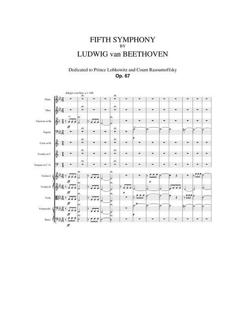 Ludwig Van Beethoven, Symphony No. 5 in C Minor, Op. 67.