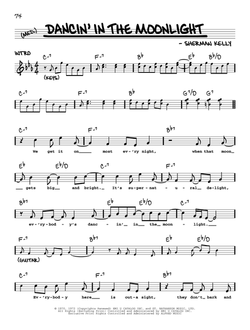 Dancin' In The Moonlight - King Harvest (Real Book - Melody-Chords-Lyrics)
