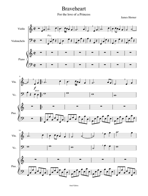 Braveheart vl vlc piano