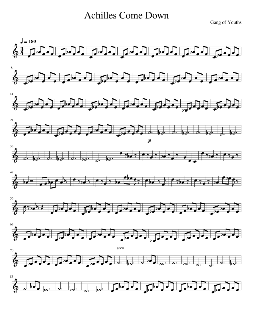 Achilles come down Gang Of Youths violin Sheet music for Violin (Solo