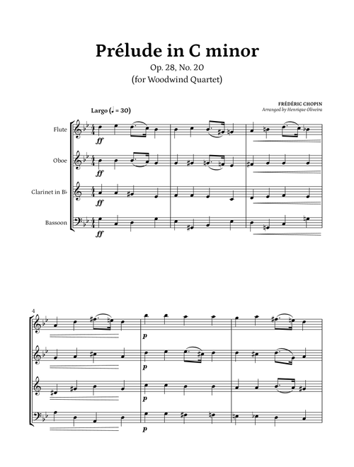Prelude Op. 28, No. 20 (Woodwind Quartet) - Frédéric Chopin (Arr. Henrique Oliveira) (Woodwind Ensemble)