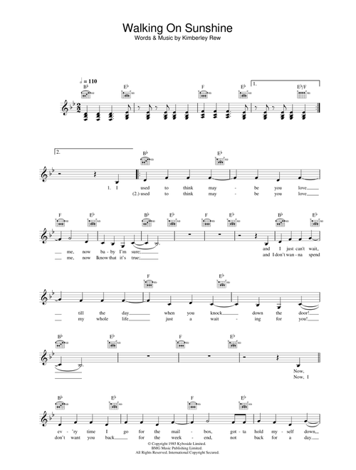 Walking On Sunshine - Katrina And The Waves (Lead Sheet - Fake Book)