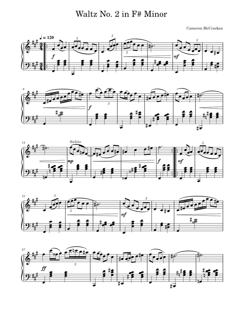 Waltz No. 2 in F# Minor Sheet Music for Piano (Solo) | MuseScore.com
