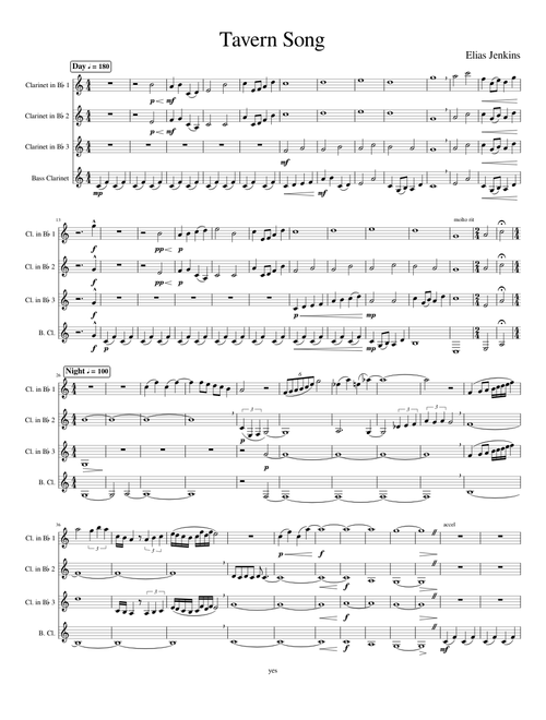 Tavern Song Clarinet Quartet - Elias Jenkins – E jenkins