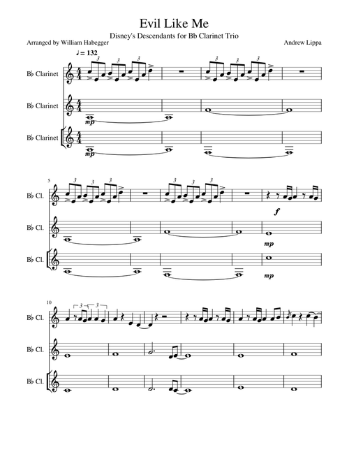 Evil Like Me Clarinet Trio
