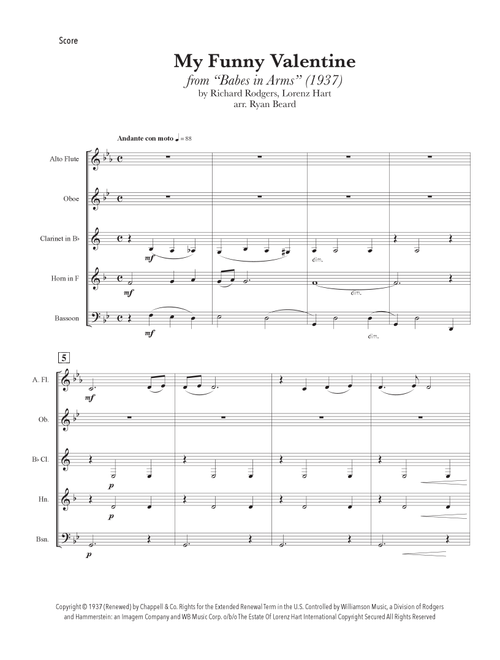 My Funny Valentine (Arr. Ryan Beard) - Richard Rodgers, Lorenz Hart (Woodwind Ensemble)