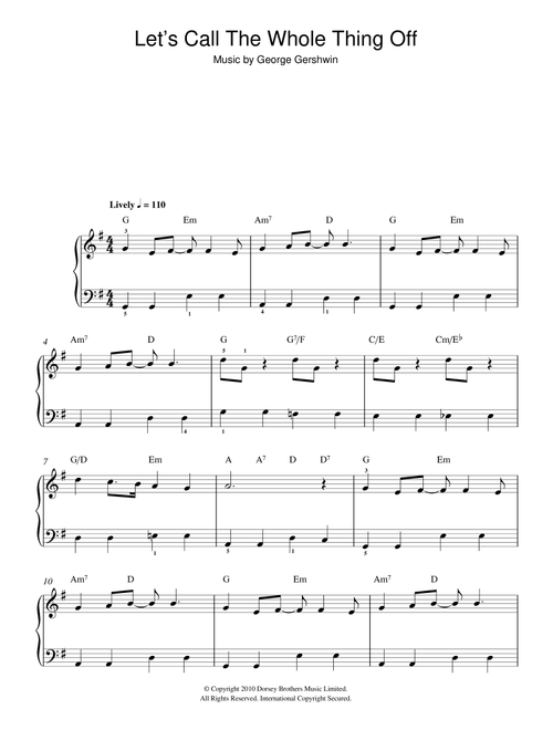Let's Call The Whole Thing Off - George Gershwin (Easy Piano)